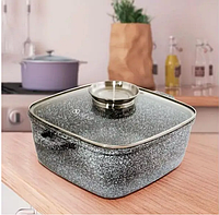 Котел квадратний з антипригарним покриттям Granite Coating UNIQUE UN-5204, кришка, 2.4 л, 20 см