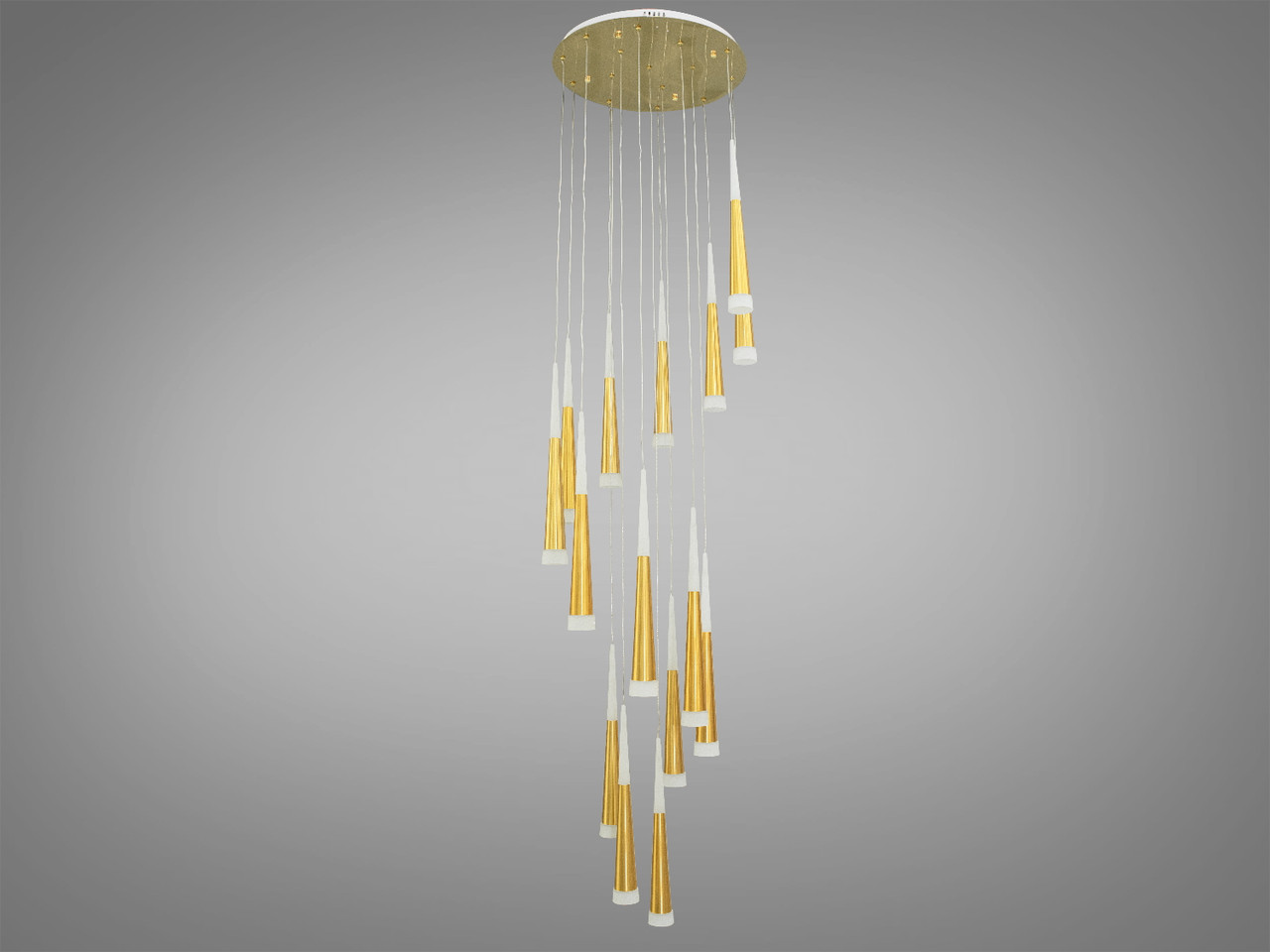 Каскадна LED люстра для сходового холу, колір золото, 60 W на 8 м2 3002-15G-LS