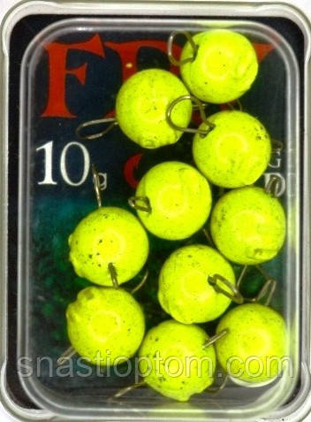 Вантаж для риболовлі, вухатий, розбірний, 10шт/уп, колір Lime, вага 10г