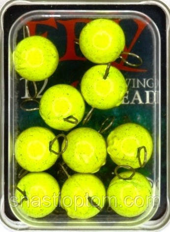 Грузило для лову риби, вухатий, розбірний, 10шт/уп, колір Lime, вага 12г