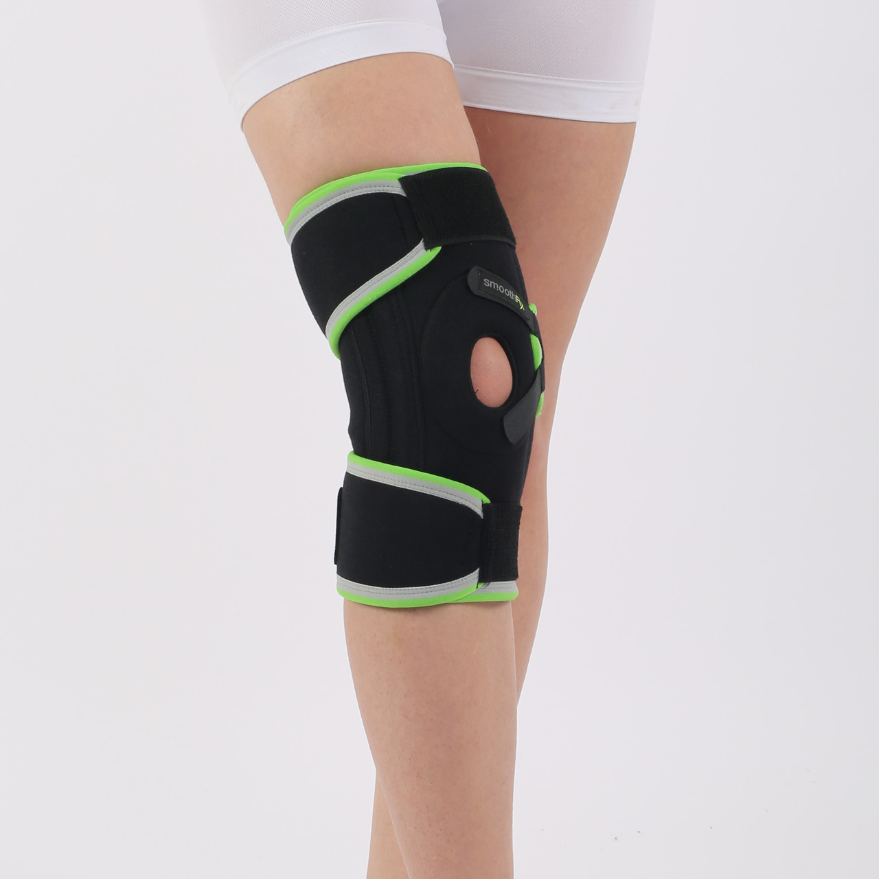 Бандаж на коліно неопреновий з металевими пластинами та відкритою чашкою STD2003 універсальний, фото 1