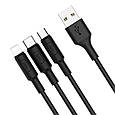 USB Кабель HOCO X25 3in1 USB - Lightning + MicroUSB + Type-C для телефону, ноутбука, пк 1М Чорний, фото 3
