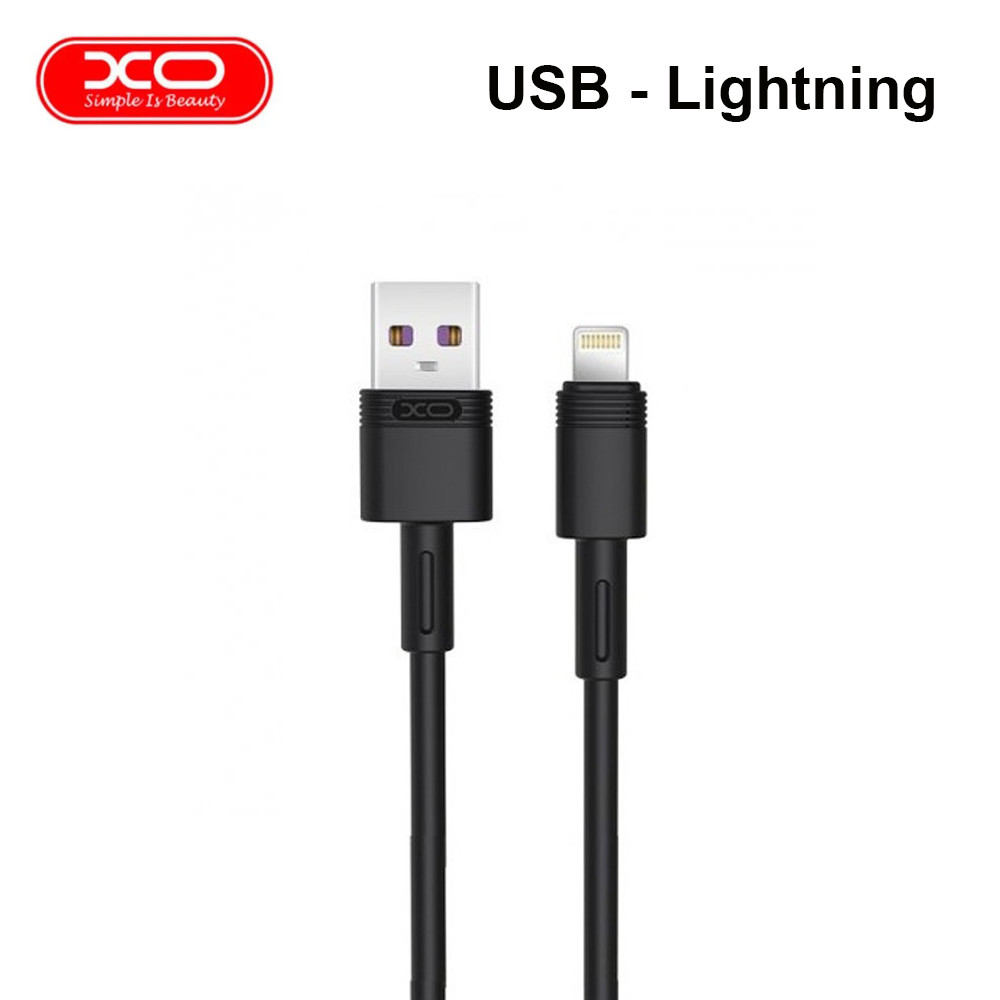 Кабель USB XO NB-Q166 5A USB - Lightning 1М, провід для заряджання телефону Чорний, фото 1