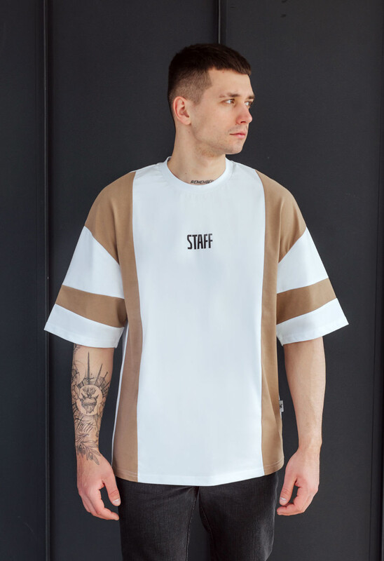 Біла оверсайз футболка Staff pu logo oversize