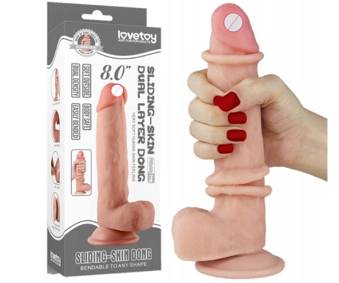Вагінальний ділдо Lovetoy Sliding-Skin Dong 20 см, тілесний