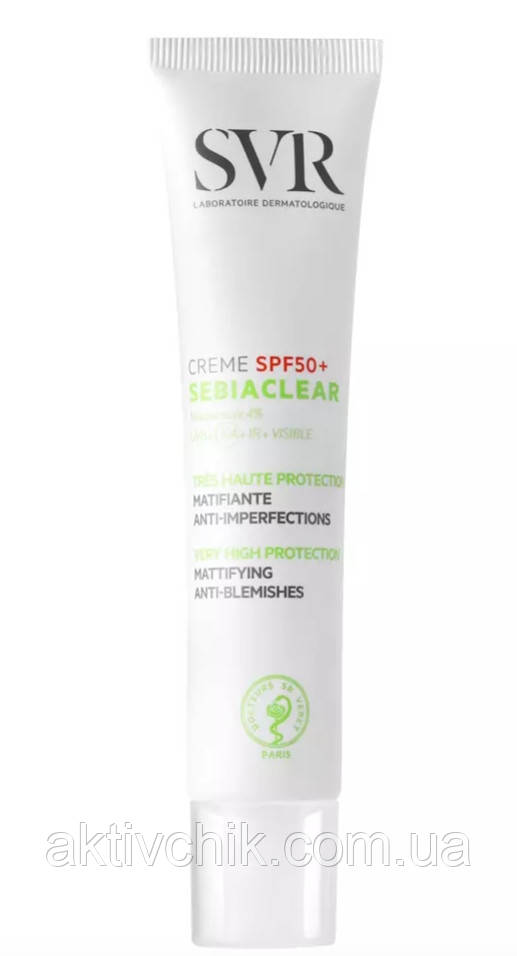 Сонцезахисний крем для проблемної шкіри SVR Sebiaclear Cream SPF 50 Mattifying Anti-Blemishes, фото 1