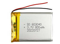 Акумулятор літієво-полімерний 800 mAh 3.7v 603040 для MP3 плеєрів, навігаторів, гарнітур, відеореєстраторів