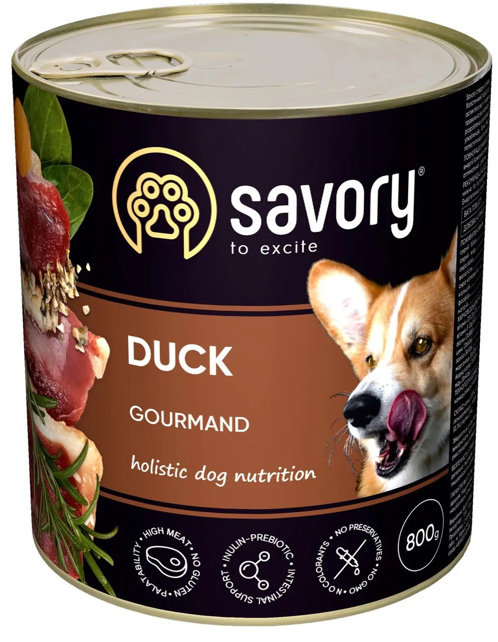 Консервований корм для собак Savory Dog Gourmand зі смаком качки 800г, фото 1