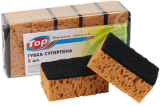 Губка для посуду СУПЕРПІНА Toppack 5 шт коричнева