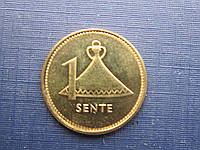 Монета 1 сенте Лесото 1992 хижина состояние