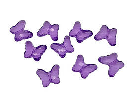 Декоративні намистини кристали для рукоділля Метелики фіолетові 3*2,5 cm 148 штук в упаковці