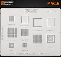 Трафарет BGA MAC 6 MacBook T2 338S00466-A0,A1706/2016-A1534, A1989/A1990-T2 RAM (0.12 mm) V2.0 Amaoe