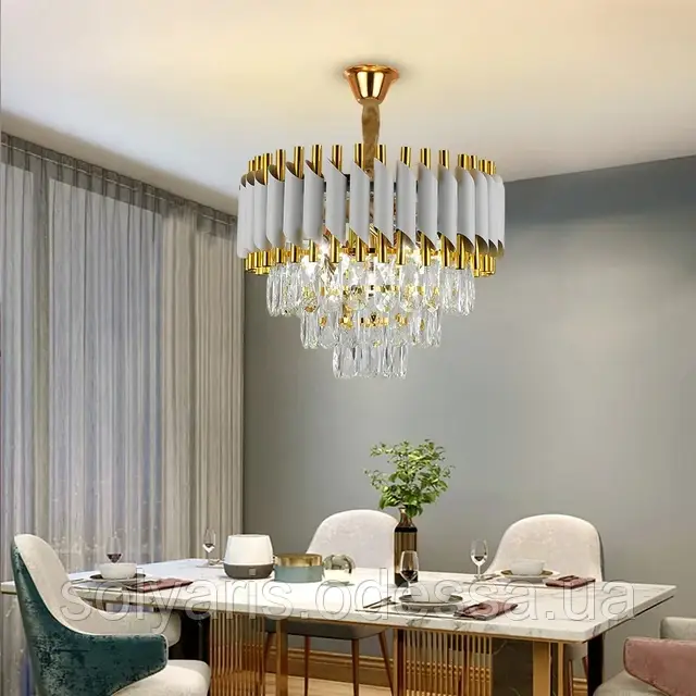Сучасна кришталева люстра 221013 срібло, золото 40 см, фото 1
