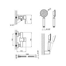 Змішувач для душу Lidz Aria 010 (з душовим гарнітуром) (k35) LDARI010NKS43361 Nickel, фото 2