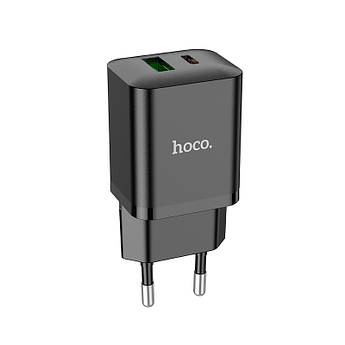 Зарядний пристрій Hoco зі швидкою зарядкою USB/Type-C QC3.0 + PD20W N28 Black