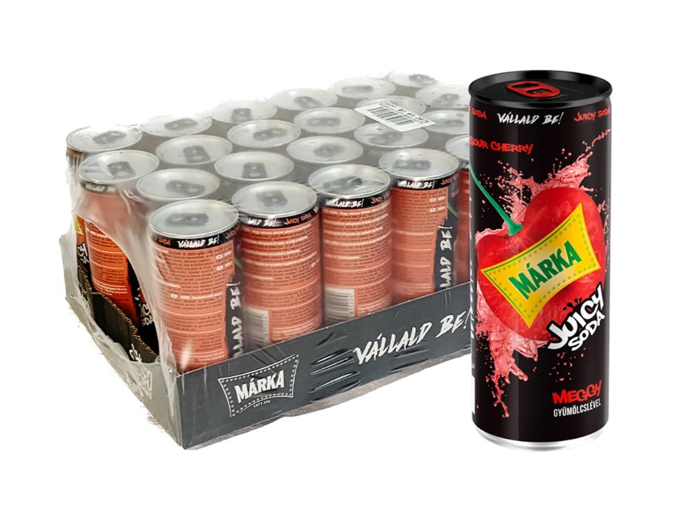Напій Marka Juicy Soda Сильногазований з Соком і з Смаком Стиглої Вишні Meggy ж/б 250 мл Угорщина (24 шт./1