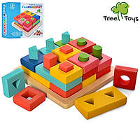 Деревянная игрушка Геометрика MD2345 ) геометрика, сортер, фигуры, цвета, в коробке 16*16*7.5см