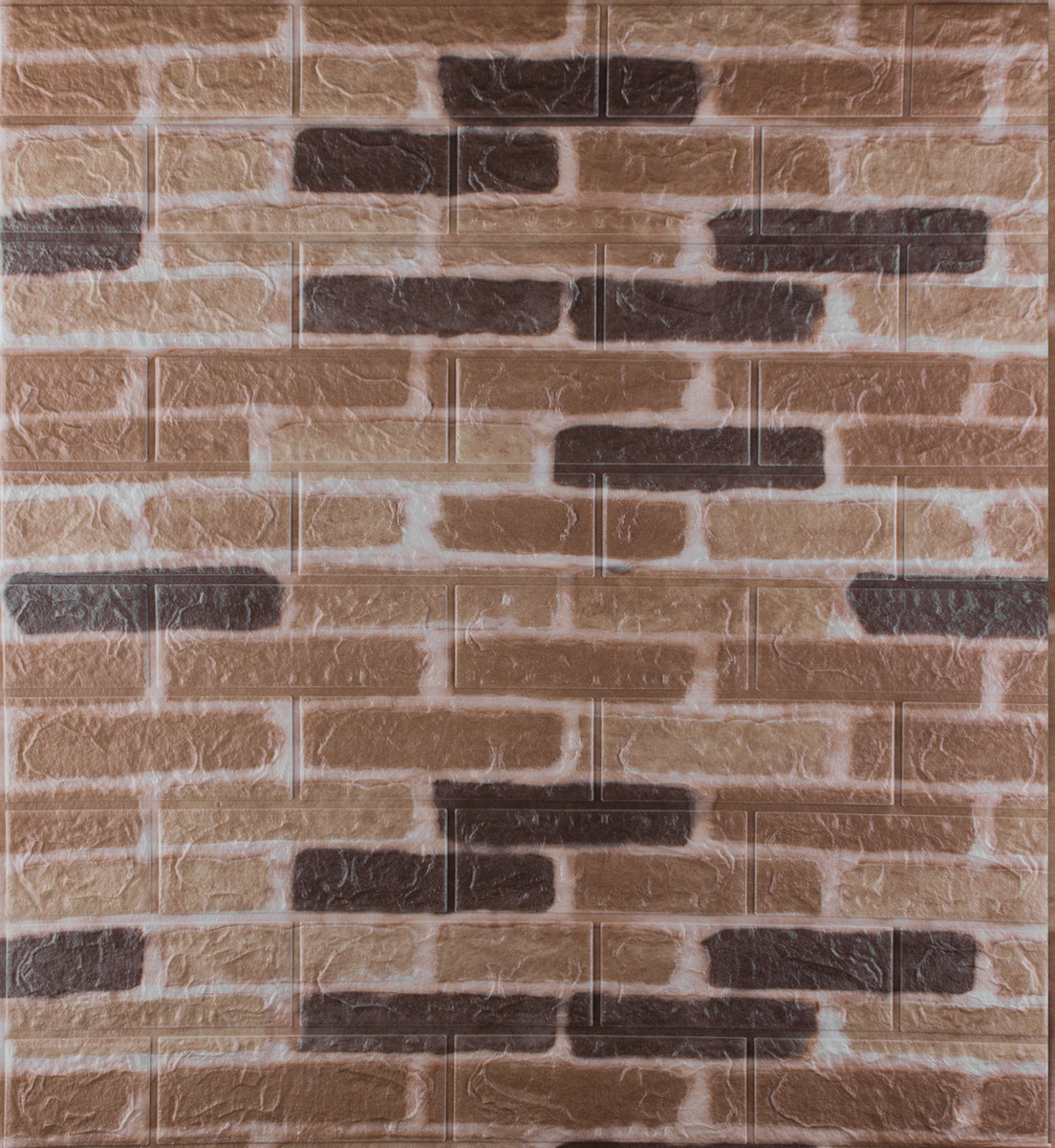 Самоклеющаяся декоративная 3D панель под коричневый екатеринославский кирпич 700x770x3мм (346-3), фото 1