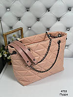 Большая женская сумка шоппер экокожа Розовая Пудровая