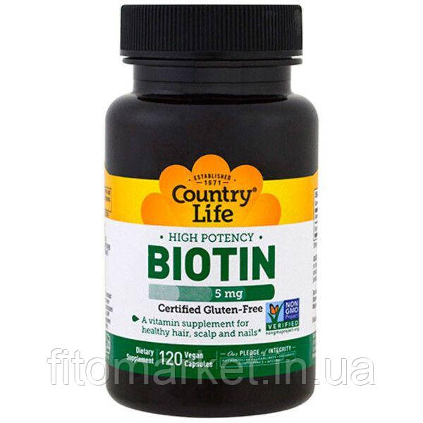 Вітаміни групи B (Biotin) 5 мг 120 капсул ТМ Кантрі Лайф / Country Life