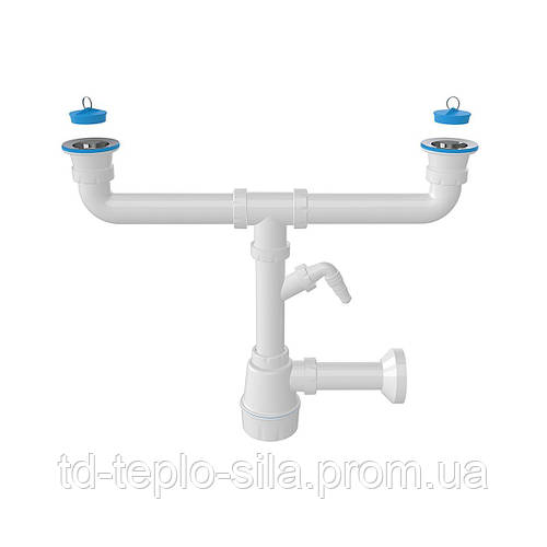 Купить Сифон для мойки двойной 70мм, с отводом для стиральной машины ...
