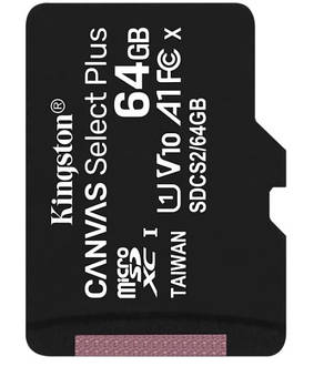 Карта пам'яті KINGSTON microSDHC (UHS-1) Canvas Select 64GB Class 10 без адаптера (R80MB/s)