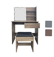 Туалетний столик з дзеркалом та підсвіткою + табурет AVKO ADT9 косметологічний стіл для косметики W_1461 Grey Walnut
