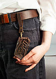 Монетниця-ключниця шкіряна темно-коричнева з орнаментом тисненням Плин часу, фото 7