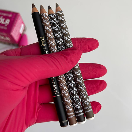 Олівець для брів пудровий ZOLA Powder Brow Pencil Taupe Brown, русявий, фото 2