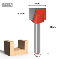 Фреза по дереву пазовая прямая с торцевыми зубьями Ø10 13 16 18 20 22 25 28 30мм (хвостовик 6 мм) 18