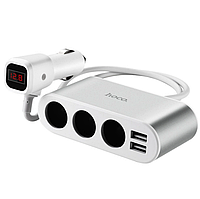 Автомобільний зарядний пристрій Hoco Z13 LCD One-Pull-Three Car Charger 2 USB адаптер для телефона в машину