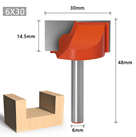 Фреза по дереву пазовая прямая с торцевыми зубьями Ø10 13 16 18 20 22 25 28 30мм (хвостовик 6 мм) 30