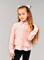 Блуза классическая с валанами для девочки розовая