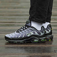 Мужские кроссовки Nike Air Max TN+ Grey\Black (серые с чёрным) качественные спортивные кроссы I1206