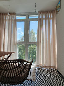 Легкие шторы на солнечный балкон лен под натуральные 