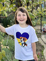 Детская белая патриотическая футболка с принтом Пес Патрон,Детские футболки с патриотическим рисунком хлопок