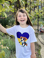 Детская патриотическая футболка с принтом Пес Патрон белая,Детские футболки с патриотическим рисунком летние