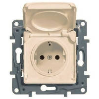Розетка із заземленням, шторками та кришкою, вологозахищена IP44, слонова кістка — Legrand Etika
