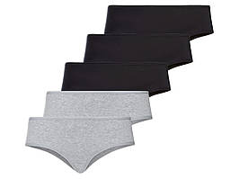 Комплект жіночих трусиків із 5 штук, розмір M/L, колір сірий, чорний