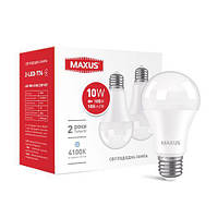 Лампа світлодіодна MAXUS A60 10W 4100K 220V E27 (2шт)