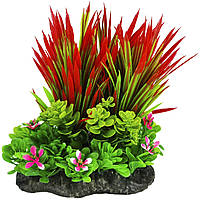 Искусственное растение, Mix №3, зелёно-красное, 12 см, для аквариума.