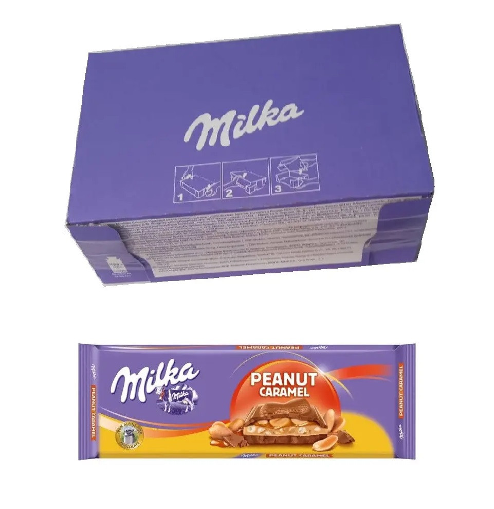 Шоколад Молочний Milka Peanut Caramel з карамеллю та арахісом 300 г Швейцарія (13 шт./1 уп), фото 1