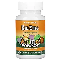 Nature's Plus, Source of Life, Animal Parade, KidZinc, пастилки с цинком, мандариновый вкус, 90 пастилок