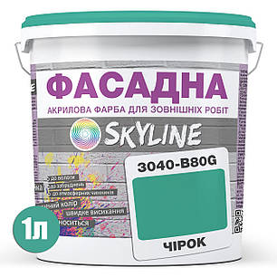 Фарба Акрил-латексна Фасадна Skyline 3040-B80G Чірок 1л, фото 3