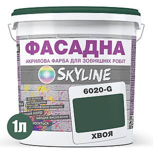 Фарба Акрил-латексна Фасадна Skyline 6020-G (C) Хвоя 1л, фото 3