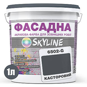 Фарба Акрил-латексна Фасадна Skyline 6502-G Касторовий 1л, фото 3