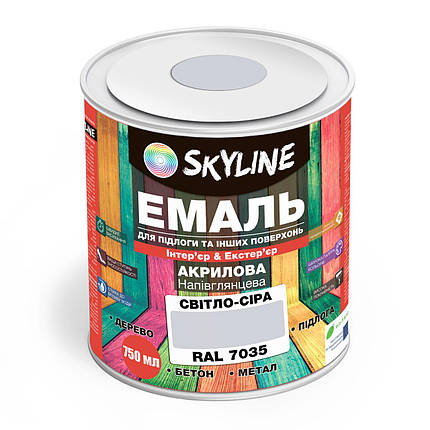 Емаль для підлоги SkyLine Світло-сіра RAL 7035 0.75 л, фото 1