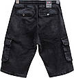 Шорти чоловічі джинсові карго чорно-сірого кольору пояс резинка, фото 3