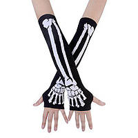 Длинные перчатки без пальцев с костями МА21-775 Н