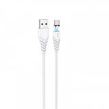 Магнітний кабель USB Hoco X63 Racer magnetic Type-C, 1м White, фото 4